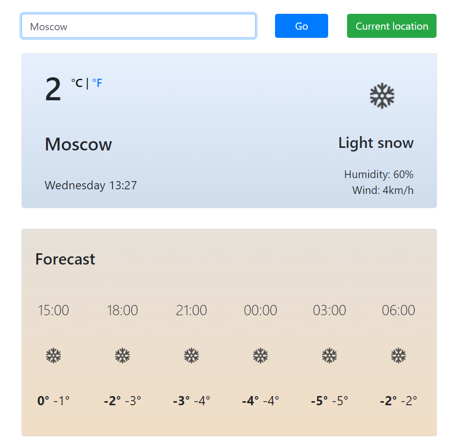 vanilla JS weather app